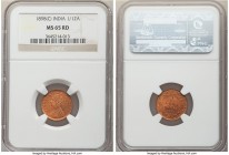 British India. Victoria Pair of Certified Assorted Fractional Annas NGC, 1) 1/12 Anna 1898-(c) - MS65 Red, Calcutta mint, KM483 2) 1/4 Anna 1901-(c) -...