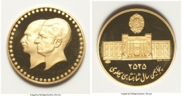 Muhammad Reza Pahlavi gold Proof Medal SH 2535 (1976), 27.3mm. 10.04gm. Produced in .900 fine gold for the golden jubilee of the Bank Melli. AGW 0.290...