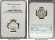 Republic Real 1858 Zs-MO MS65 NGC, Zacatecas mint, KM372.10. A brilliant example preserved in gem condition. Tied for second-finest seen by NGC to-dat...