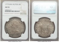 Charles III 8 Reales 1777 LM-MJ AU55 NGC, Lima mint, KM78. Luster subdued fields, taupe-gray toning. 

HID09801242017

© 2020 Heritage Auctions | ...