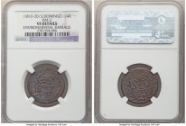 Santo Domingo. Ferdinand VII 1/4 Real ND (c. 1810-1820) VF Details (Environmental Damage) NGC, KM2. Crowned F7 / S. D with 1/4 below all in wreath. 
...