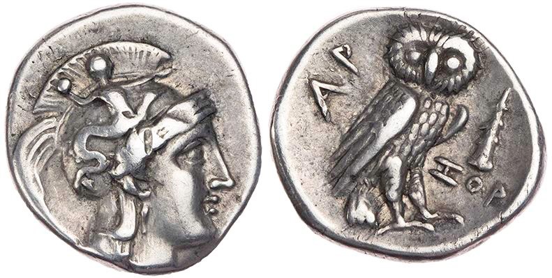 KALABRIEN TARENT
 AR-Drachme 281-272 v. Chr., Zor(...) Vs.: Kopf der Athena mit...