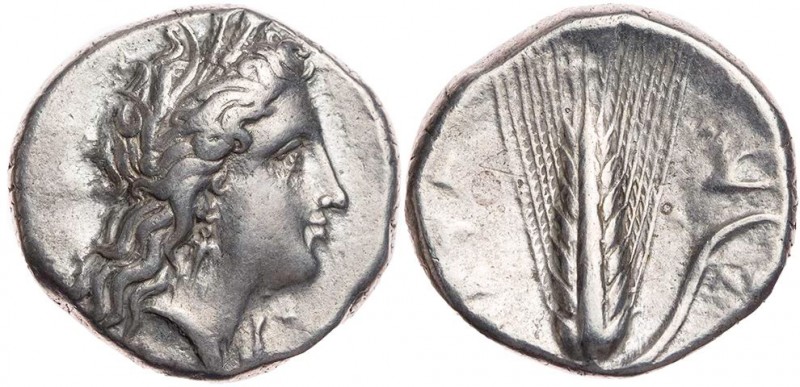 LUKANIEN METAPONT
 AR-Stater um 330-290 v. Chr. Vs.: Kopf der Demeter mit Ähren...