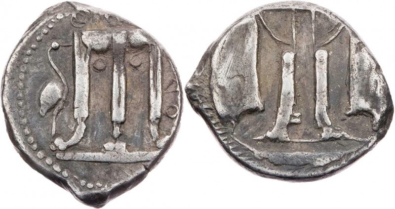 BRUTTIUM KROTON
 AR-Stater 480-440 v. Chr. Vs.: Dreifuß, links Kranich n. r., R...