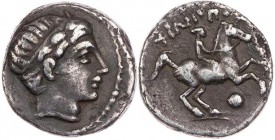 MAKEDONIEN, KÖNIGREICH
Philipp II., 359-336 v. Chr. AR-Pempte (1/5 Tetradrachme) 323-315 v. Chr. (postum) Amphipolis Vs.: Kopf eines Jünglings mit Tä...