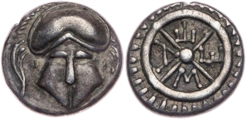 THRAKIEN MESEMBRIA
 AR-Diobol 450-350 v. Chr. Vs.: korinthischer Helm v. v., Rs...