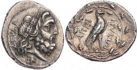EPEIROS BUND DER EPEIROTEN
 AR-Drachme 234-168 v. Chr., unter Derdas Vs.: Kopf des Zeus Dodonaios mit Eichenkranz n. r., unten Monogramm für EK, Rs.:...