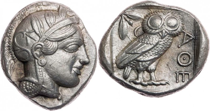 ATTIKA ATHEN
 AR-Tetradrachme um 440-420 v. Chr. Vs.: Kopf der Athena mit Helm ...