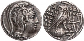 ATTIKA ATHEN
 AR-Tetradrachme 112 v. Chr., 4. Monat (Pyanopsion = Oktober/November) Phanokles, Apollonios, Bakchios & Sph(...), Vs.: Kopf der Athena ...