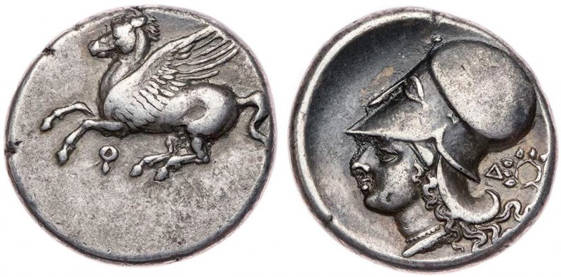 KORINTHIA KORINTH
 AR-Stater 345-307 v. Chr. Vs.: Pegasos fliegt n. l., unten K...