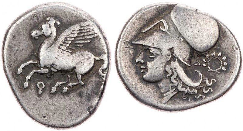 KORINTHIA KORINTH
 AR-Stater 345-307 v. Chr. Vs.: Pegasos fliegt n. l., unten K...