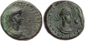 KÖNIGREICH BOSPORUS
Rheskuporis VI., 314-319 und 322-342 n. Chr. AE-Stater 326/327 n. Chr (= Jahr 623) Vs.: drapierte Büste n. r., rechts Dreizack (n...