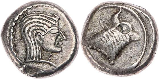 KOLCHIS UNBESTIMMTE MÜNZSTÄTTE
 AR-Hemidrachme 425-320 v. Chr. Vs.: archaischer...