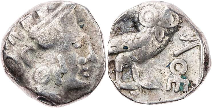 ARABIA SABÄER
 AR-Drachme um 250 v. Chr. Vs.: Kopf der Athena mit Helm und Lorb...