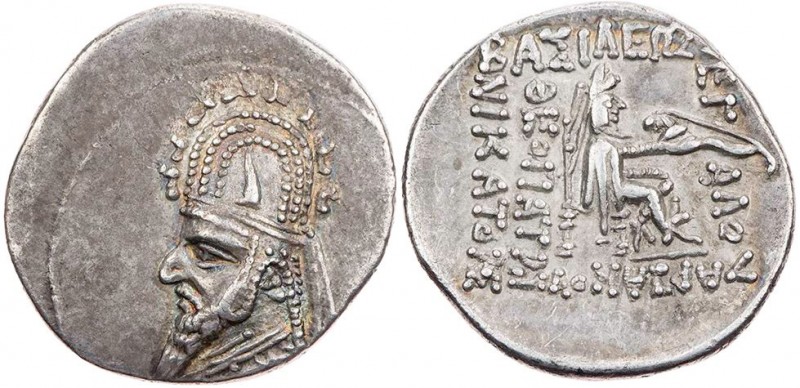 PARTHER, KÖNIGREICH DER ARSAKIDEN
Gotarzes I., 95-87 v. Chr. AR-Drachme Rhagai ...