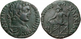 THRAKIEN ANCHIALOS
Caracalla, 198-217 n. Chr. AE-Tetrassarion Vs.: gepanzerte und drapierte Büste mit Lorbeerkranz n. r., Rs.: Hades-Sarapis thront m...
