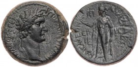 KILIKIEN ANAZARBOS
Domitianus, 81-96 n. Chr. AE-Hemiobol 94/95 n. Chr (= Jahr 112) Vs.: Kopf mit Lorbeerkranz n. r., Rs.: Elpis schreitet mit Blüte n...