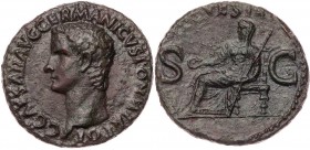 RÖMISCHE KAISERZEIT
Caligula, 37-41 n. Chr. AE-As 37/38 n. Chr. Rom Vs.: C CAESAR AVG GERMANICVS PON M TR POT, Kopf n. l., Rs.: VESTA / S - C, Vesta ...