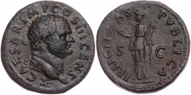 RÖMISCHE KAISERZEIT
Titus als Caesar, 69-79 n. Chr. AE-Dupondius 74 n. Chr. Rom Vs.: T CAESAR IMP COS III CENS, Kopf mit Strahlenkrone n. r., Rs.: FE...