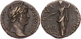 RÖMISCHE KAISERZEIT
Hadrianus, 117-138 n. Chr. AE-As 137-138 n. Chr. Rom Vs.: HADRIANVS AVG COS III P P, Kopf mit Lorbeerkranz n. r., Rs.: AE-QVI-TAS...