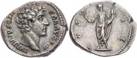 RÖMISCHE KAISERZEIT
Marcus Aurelius als Caesar, 139-161 n. Chr. AR-Denar 145-147 n. Chr. Rom Vs.: AVRELIVS CAE-SAR AVG PII F, Kopf n. r., Rs.: COS II...