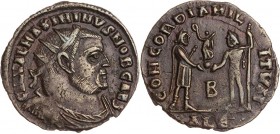 RÖMISCHE KAISERZEIT
Maximinus II. Daia als Caesar, 305-309 n. Chr. AE-Antoninian 305/306 n. Chr. Alexandria, 2. Offizin Vs.: GAL VAL MAXIMINVS NOB CA...