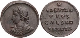 RÖMISCHE KAISERZEIT
Constantius II. als Caesar, 324-337 n. Chr. AE-Fest-Denar zum 25. Juli 325 n. Chr. Antiochia, 4. Offizin Vs.: gepanzerte und drap...