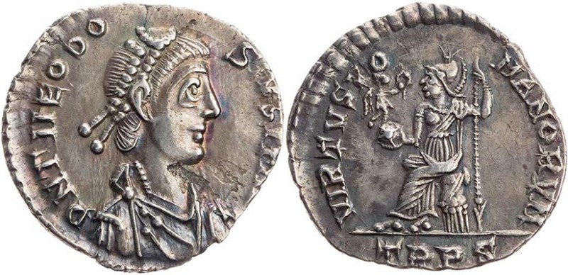 RÖMISCHE KAISERZEIT
Theodosius I., 379-395 n. Chr. AR-Siliqua 388-392 n. Chr. T...