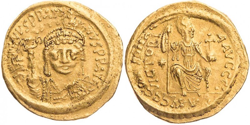 BYZANZ
Iustinus II., 565-578. AV-Solidus 565-567 Constantinopolis, 10. Offizin ...