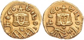 BYZANZ
Theophilos, 829-842. AV-Semissis Syrakus Vs.: Büste in Loros mit Kreuzkrone und Kreuzglobus v. v., Rs.: Büste in Chlamys mit Kreuzkrone und Kr...