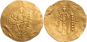 BYZANZ
Alexios I. Komnenos, 1081-1118. AV-Hyperpyron Nomisma 1092-1118 Konstantinopolis Vs.: Christos Pantokrator thront segnend v. v., Rs.: Alexios ...