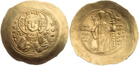 BYZANZ
Manuel I. Komnenos, 1143-1180. AV-Hyperpyron Nomisma Konstantinopolis Vs.: Büste des bartlosen Christus segnend v. v., Rs.: Manuel steht in Di...