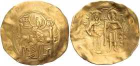 BYZANZ
Isaakios II. Angelos, 1185-1195. AV-Hyperpyron Nomisma Konstantinopolis Vs.: Muttergottes thront v. v., Rs.: Isaakios und Erzengel Michael ste...