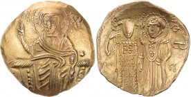 BYZANZ
Iohannes III. Dukas-Batatzes, 1222-1254. AV-Hyperpyron Nomisma Beischlag zu Magnesia Vs.: Christos Pantokrator thront segnend v. v., rechts Pu...