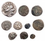 Lot, griechische Münzen AR- und AE-Prägungen aus den unterschiedlichsten Gebieten der griechischen Welt. 10 Stück s-ss, meist ss