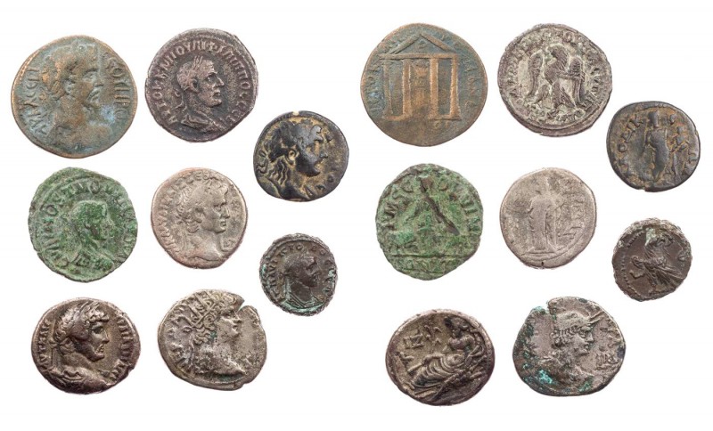 Lot, römische Provinzialprägungen AE-Prägungen und Tetradrachmen verschiedener r...