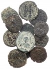 Lot, byzantinische Münzen Folles des Iustinus II.: UIII CON B, X NIKO A; Phocas: UIII NIKO B; Heraclius mit Heraclius Constantinus: III CON Gamma; Mic...