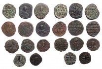 Lot, byzantinische Münzen Folles des Theophilos, Basilios I. mit Konstantinos und Leon VI., Konstantinos VII., Basilios II. mit Konstantinos VIII. (an...