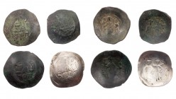 Lot, byzantinische Münzen Trachea der Komnenen, darunter Manuel I.: Madonna / Kaiser (2); Isaakios II.: Madonna / Erzengel Michael krönt Kaiser; Alexi...