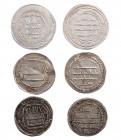 Lot, orientalische Münzen AR-Dirhems der Umayyaden bzw. Abbasiden: 109 AH Wasit; 124 AH Wasit; 181 AH Harun al-Rashid, Madinat as-Salam. 3 Stück ss-vz...