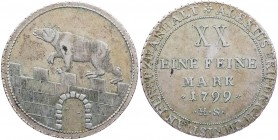 ANHALT ANHALT-BERNBURG, FÜRSTENTUM, SEIT 1806 HERZOGTUM
Alexius Friedrich Christian, 1796-1834. 2/3 Taler (1/2 Konv.-Taler) 1799 HS Harzgerode Vs.: B...