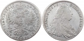 AUGSBURG STADT
 Konv.-Taler 1760 Mit Titel Franz' I., Vs.: Stadtwappen unter Mauerkrone, Rs.: belorbeerte Büste des Kaisers n. r. Forster 609; Dav. 1...