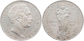 BAYERN HERZOGTUM, SEIT 1623 KURFÜRSTENTUM, SEIT 1806 KÖNIGREICH
Maximilian II., 1848-1864. Doppelgulden 1855 v. C. Voigt Mariensäule AKS 168; J. 84; ...