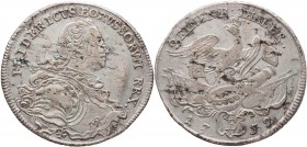 BRANDENBURG - PREUSSEN PREUSSEN, KÖNIGREICH
Friedrich II., 1740-1786. 1/2 Taler 1752 B Breslau Vs.: geharnischtes Brustbild n. r., Rs.: Adler auf Waf...