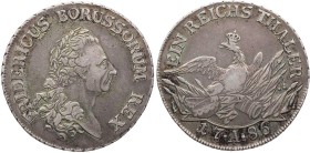 BRANDENBURG - PREUSSEN PREUSSEN, KÖNIGREICH
Friedrich II., 1740-1786. Taler 1786 A Berlin Sogen. Sterbetaler, Vs.: belorbeerte Büste n. r., Rs.: Adle...