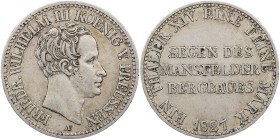 BRANDENBURG - PREUSSEN PREUSSEN, KÖNIGREICH
Friedrich Wilhelm III., 1797-1840. Ausbeutetaler 1827 A AKS 16; J. 61; Thun 248; Olding 183. ss