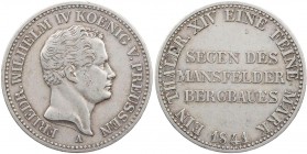 BRANDENBURG - PREUSSEN PREUSSEN, KÖNIGREICH
Friedrich Wilhelm IV., 1840-1861. Ausbeutetaler 1841 A AKS 73; J. 70; Thun 255; Olding 307. ss