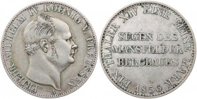 BRANDENBURG - PREUSSEN PREUSSEN, KÖNIGREICH
Friedrich Wilhelm IV., 1840-1861. Ausbeutetaler 1856 A AKS 77; J. 81; Thun 261; Olding 309. ss/ss-vz