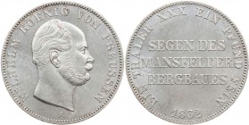 BRANDENBURG - PREUSSEN PREUSSEN, KÖNIGREICH
Wilhelm I., 1861-1888. Ausbeutetaler 1862 A AKS 98; J. 93; Thun 267; Olding 406. kl. Kratzer, sonst vz