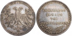 FRANKFURT STADT
 Doppelgulden 1848 Erzherzog Johann von Österreich AKS 39; J. 46; Thun 135. kl. Randfehler, Kratzer, ss-vz